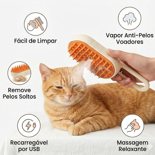 PeloVapor 3 em 1 para Pets — Vapor + Massagem + Remove Pelos Soltos